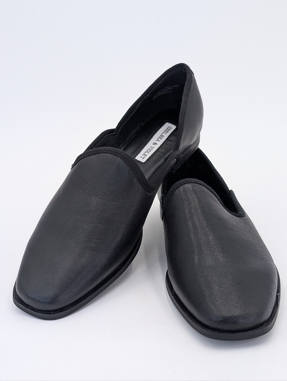 Chelsea & Violet "Louisa" Sz 8.5M Women Black Genuine Leather Modern Square Toe - Picture 8 of 17